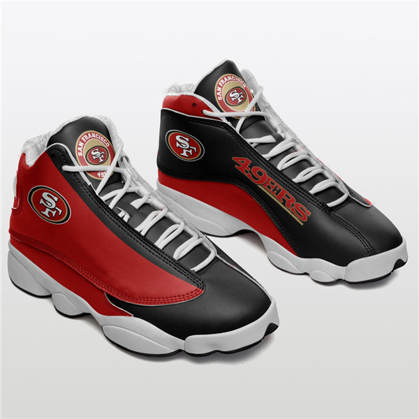 Women's San Francisco 49ers AJ13 Series High Top Leather Sneakers 003